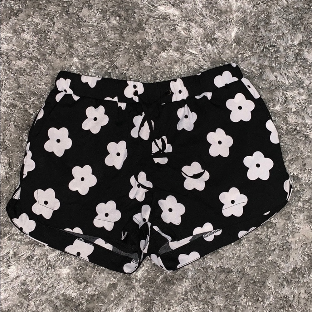 Black and white flowered shorts